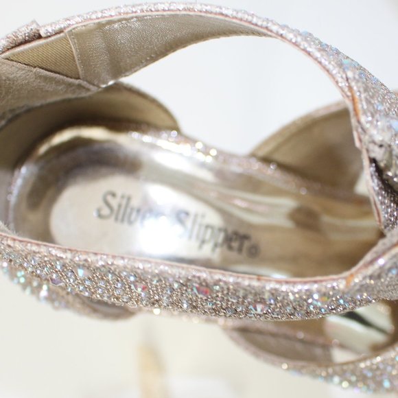 Silver Slipper Metailic Gold Sparkle Heels - Picture 2 of 6